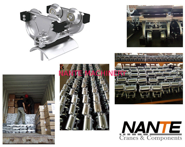 Galvanized Steel Ball Bearing Hardened I Beam Trolley For High Capacity Stowing System